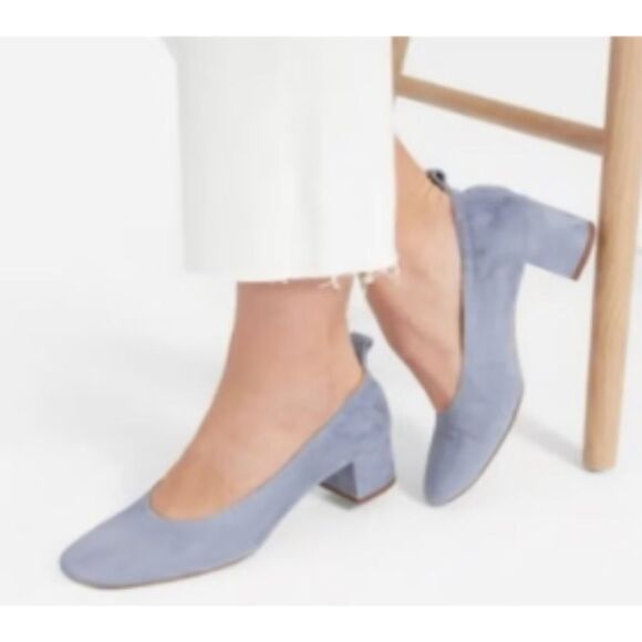 Everlane The Day Heel Blue Suede Italian Leather Shoes Size 8 - Picture 1 of 13